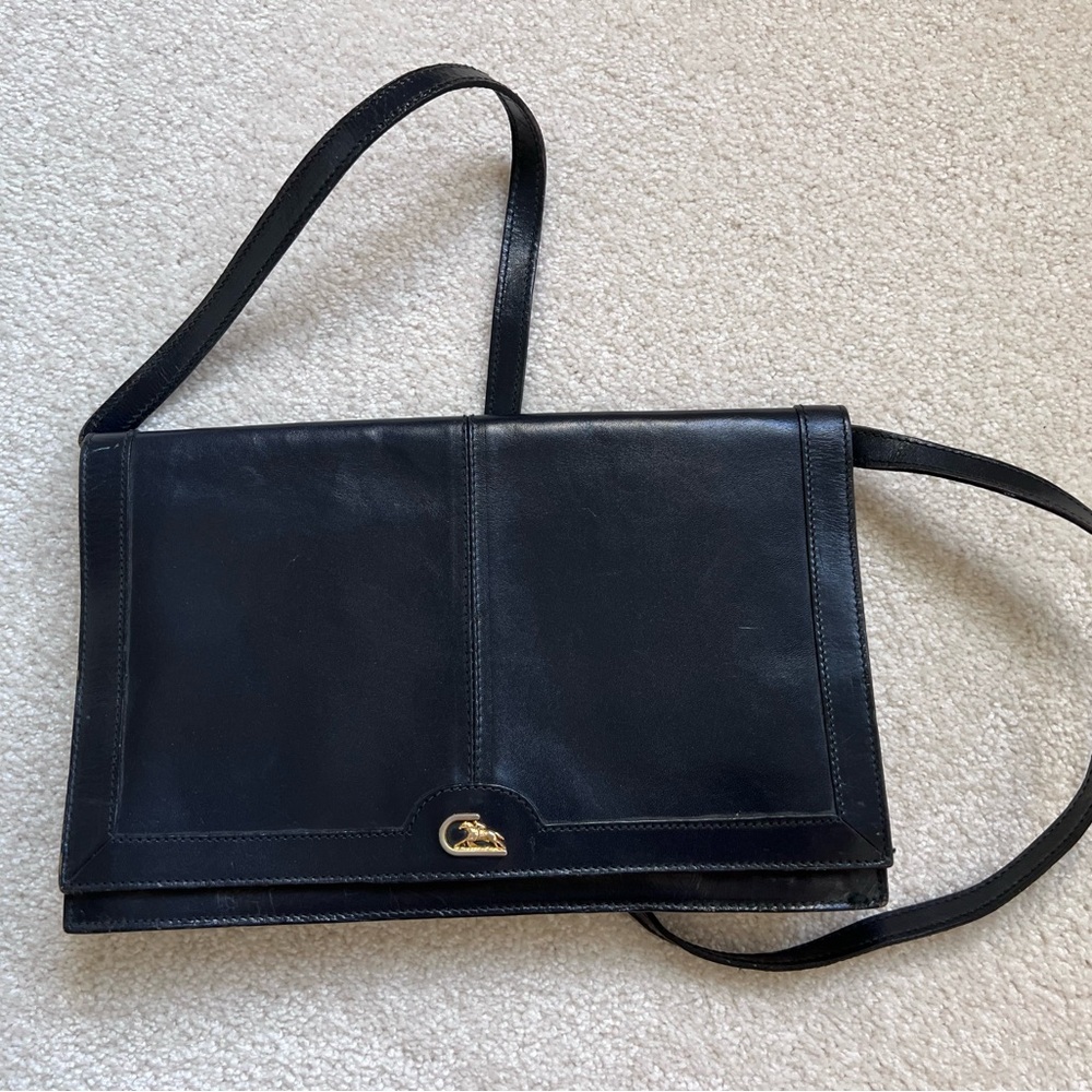 Vintage navy leather bag from Italy